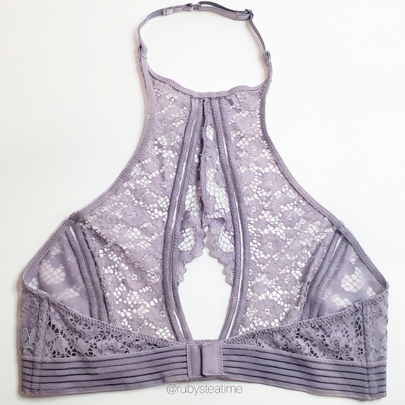 VICTORIA'S SECRET Very Sexy Floral Lace Halter Bralette -Lavender, New with Tag - Picture 4 of 8